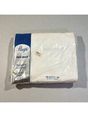 New Old Stock Vintage Pacific Mills White Sheet Standard Double Flat Muslin